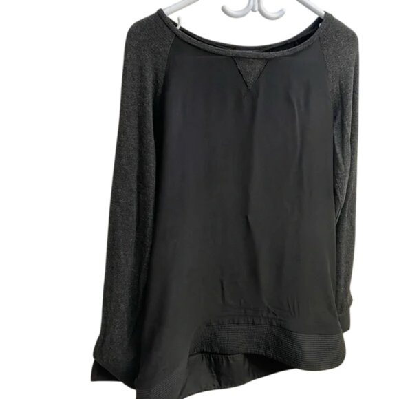 Weekend Max Mara silk panel long sleeve top black women's size L - Picture 2 of 10